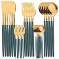 Axyaa Gold Stainless Steel Cutlery Set, 30Pcs Western Tableware Fork Knife Spoon Set