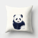 Axyaa Minimalist Spring Tree Landscape Pillow Cover - Bear Penguin Cartoon Animal Pillowcase