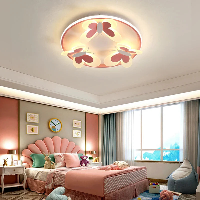 Axyaa Butterfly Kid's Ceiling Lamp in Pink