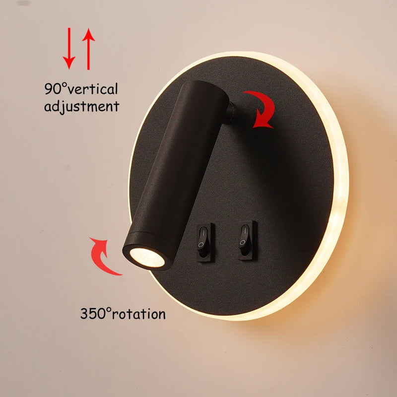 Axyaa 10W Rotating Wall Light with Switch - Ideal for Hotel Bedroom, Study Reading