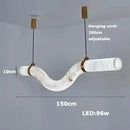 Axyaa Dimmable Led Marble Chandelier: Copper & Alabaster Art Pendant for Home
