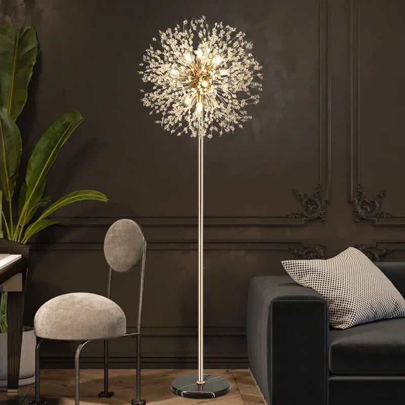 Axyaa Crystal Dandelion Floor Lamp - Nordic Wind Design for Bedroom and Living Room