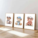 Axyaa Vintage Teddy Bear Sports Wall Art Print for Kids Room