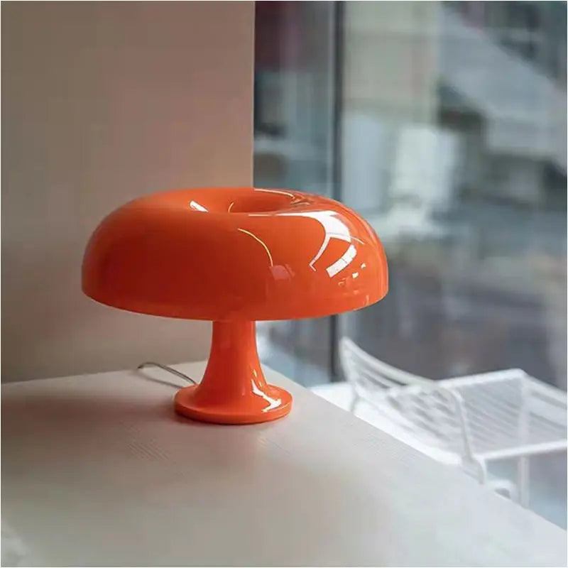 Axyaa Glass Mushroom Table Lamp for Bedroom Atmosphere, Retro Orange Lights