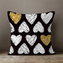 Axyaa Gold Heart Art Print Cushion Cover - Nordic Style Sofa Pillowcase