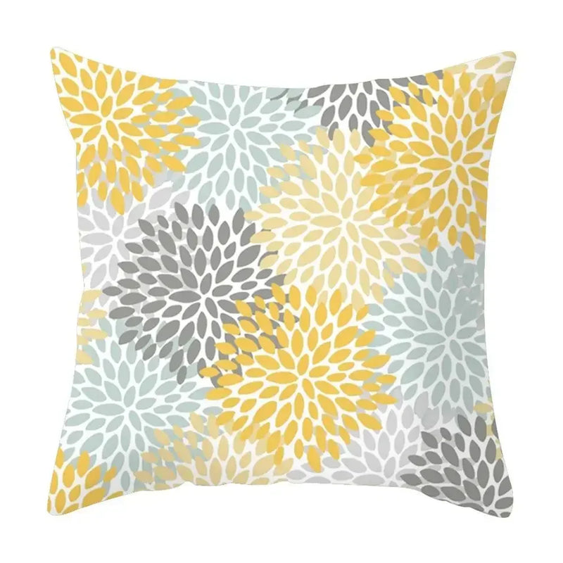Axyaa Yellow Floral Geometric Pillowcase for Home Decor