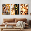 Autumn Forest Squirrel Landscape Canvas Wall Art Print Home Decor by Axyaa