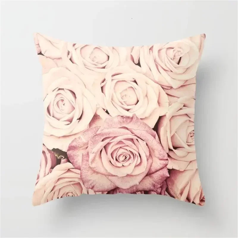 Rose Flowers Cushion Cover 45x45cm Nordic Style Home Decor Throw Pillow Axyaa