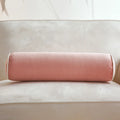 Axyaa Velvet Bolster Pillow - Corded Edge, Removable Cover - Cylindrical Neck Roll - 17.5x56cm