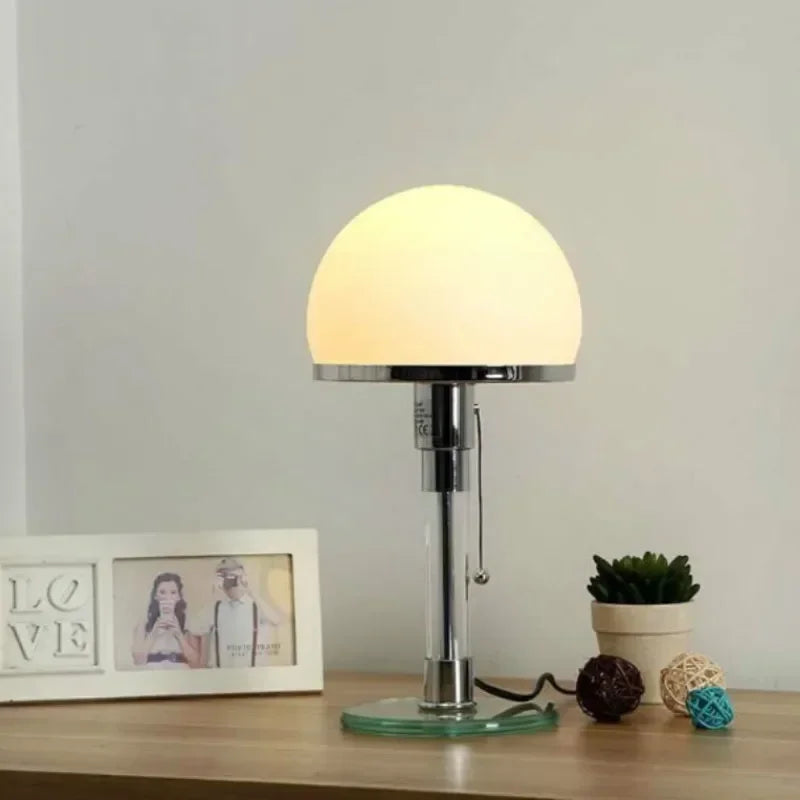 Axyaa White Glass Table Lamp - Nordic Design for Bedroom & Living Room