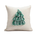 Axyaa Christmas Cushion Cover Snowflake Tree Green Red Checked Tassels