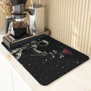 SpaceRose Absorbent Mat: Axyaa Astronaut Kitchen Drying Mat & Bathroom Drain Pad