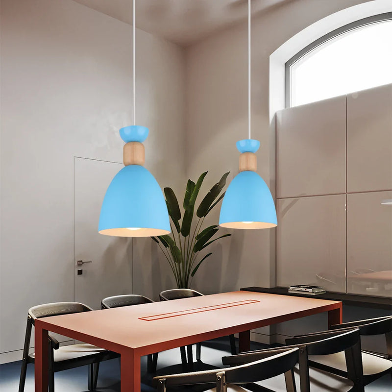 Axyaa Blue Nordic Pendant Lights - Modern E27 Hanging Lamps for Living Dining Kitchen