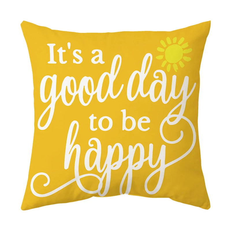 Axyaa Yellow Daisy Cushion Cover Line Sun Pillow Decor