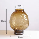 Axyaa Big Belly Relief Glass Vase for Stylish Hydroponics Plant Display