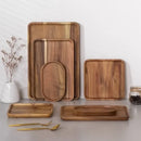 Axyaa Acacia Wood Coffee Tray Rectangular Plate for Snacks and Desserts