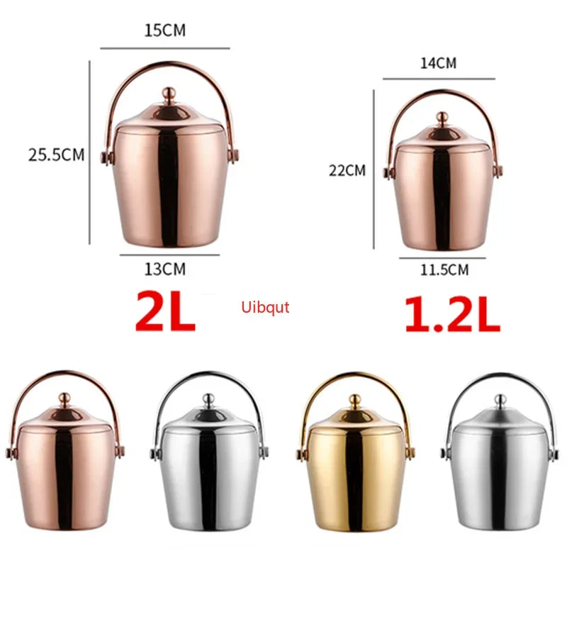 Axya Double Layer Stainless Steel Ice Bucket - Perfect for Champagne, Wine, Beer