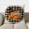 Axyaa Grateful Blessed Pumpkins Checkered Fall Pillow Cover