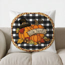 Axyaa Grateful Blessed Pumpkins Checkered Fall Pillow Cover