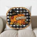 Axyaa Pumpkins Checkered Fall Pillow Cover for Sofa Bedroom Car - Grateful Blessed Pattern