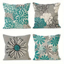 Axyaa Blue Gray Floral Pattern Printing Pillowcase - Fashionable Home Furnishing
