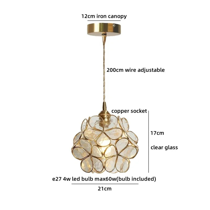 Axyaa Clear Glass Crystal LED Pendant Light for Luxury Home Decor