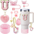 Axyaa 9-Piece Accessory Set for Stanley Cup: Butterfly Straw, Cover, Cap, Boot, Charm, Initials