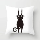 Axyaa Decorative Pillow Cover 45x45cm Polyester Square Black Cat Skull Design