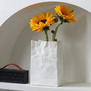 Axyaa Pleated Paper Bag Vase: Ceramic Minimalist Scandinavian Boho Decor for Modern Home
