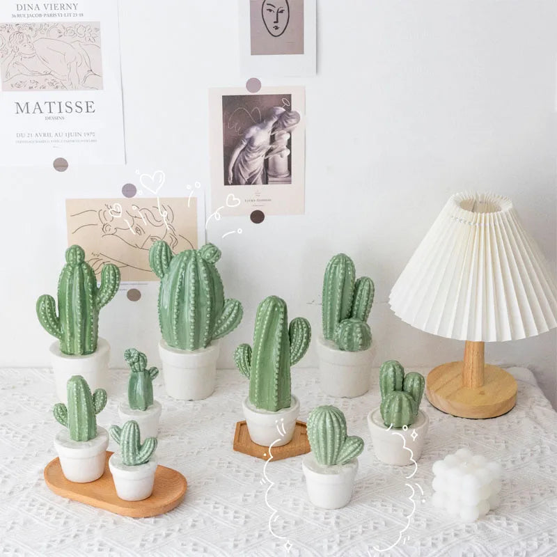 Axya Ceramic Cactus Ornaments: Modern Nordic Decor for Home, Garden, and Fashion