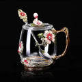 Enamel Glass Mug Set with Lid & Spoon by Axyaa: High-Temperature-Resistant Teaware