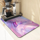 Axyaa Abstract Kitchen Drying Mat Set - Heat Resistant Non-slip Drain Pad for Counters