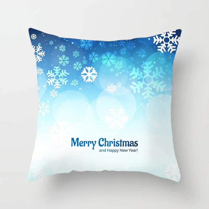 Blue Winter Snowflake Pillowcase for Stylish Christmas Decor by Axyaa