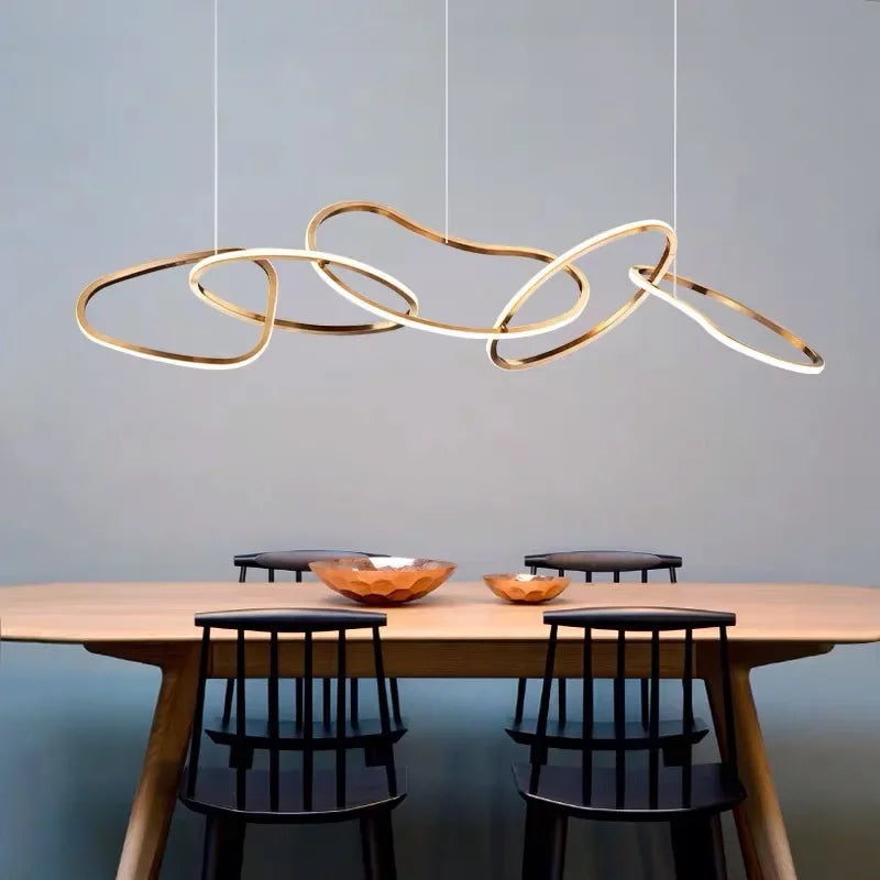Axyaa Maillon Rose Gold Pendant Light - Minimalist Designer LED Ring Light