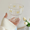 Axyaa Cute Bowknot Glass Cup | Kawaii Korean Coffee Tea Juice Wine Glasses