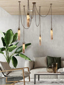 Axyaa Industrial Marble Iron Chain LED Chandelier for Home Décor