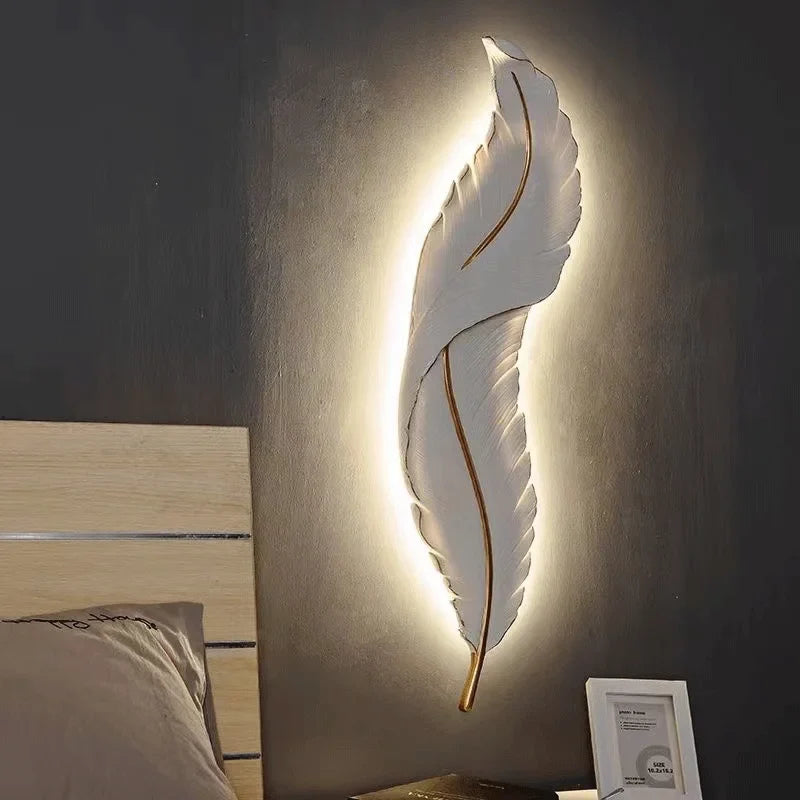 Modern Luxury LED Feather Wall Sconces by Axyaa for Bedroom and Living Room