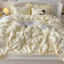 Axyaa Lace Embroidery Girl Heart Bed Four-Piece Set Cotton Summer SheetQuilt Cover