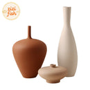 Brushed Ceramic Vase Set by Axyaa - Minimalist Table Decor & Room Aesthetics