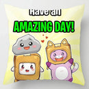 Axyaa Cartoon Print Designer Pillow Cases: Lankybox Series Home Decor Cushion Cover