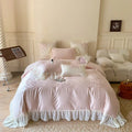 Axyaa Floral Embroidery Queen Bedding Set with Duvet Cover, Sheet, Pillowcases