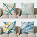 Axyaa Abstract Blue & Yellow Pattern Pillow Cover for Sofa, Bedroom, Car