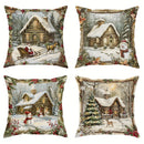 Axyaa Christmas Cabin & Snowman Pillow Covers for Sofa, Bedroom, Car
