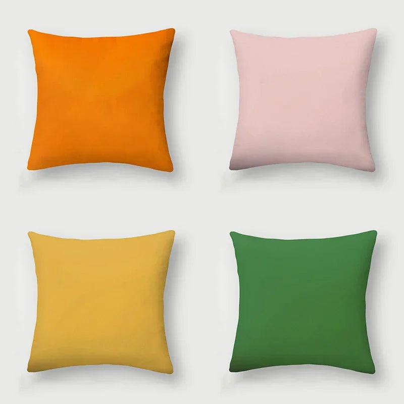 Axyaa Home Decor Polyester Sofa Pillowcase in Warm Orange Blue for Living Room