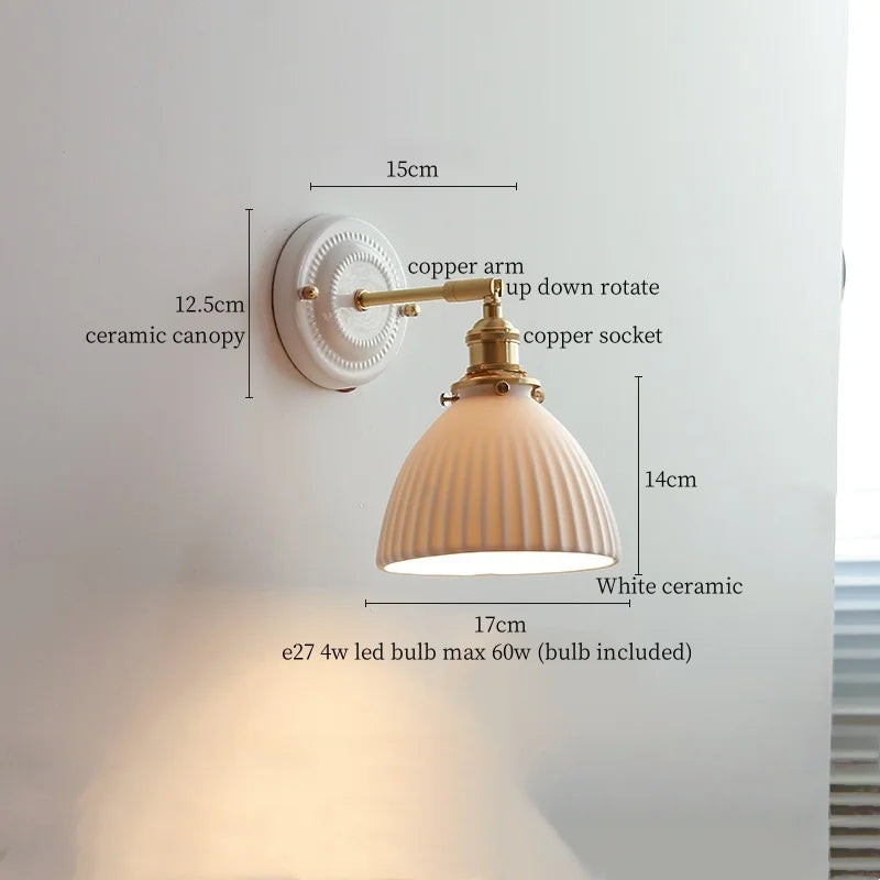 Axyaa White Glass LED Wall Light with Pull Chain Switch for Bedroom, Living Room, or Stairway