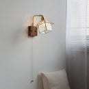 Axyaa Vintage Rotatable LED Wall Sconce Copper Walnut Blue Glass Mirror Light