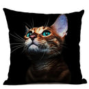 Axyaa Cat Pattern Cushion Cover 45x45cm Linen Pillowcase for Home Sofa Art Decor