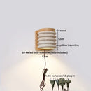 Axyaa LED Pull Chain Wall Light in Yellow Travertine Wood Finish
