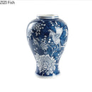 Axyaa Blue White Porcelain Vase Floral Table Decoration Aesthetic Room Decor