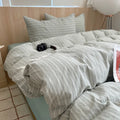 Axyaa Nordic Pink Stripes Cotton Duvet Cover 150x200 Girl's Room Comforter Set